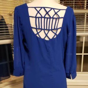 NWT Big Strike USA sz large blue Criss Cross Back Dress